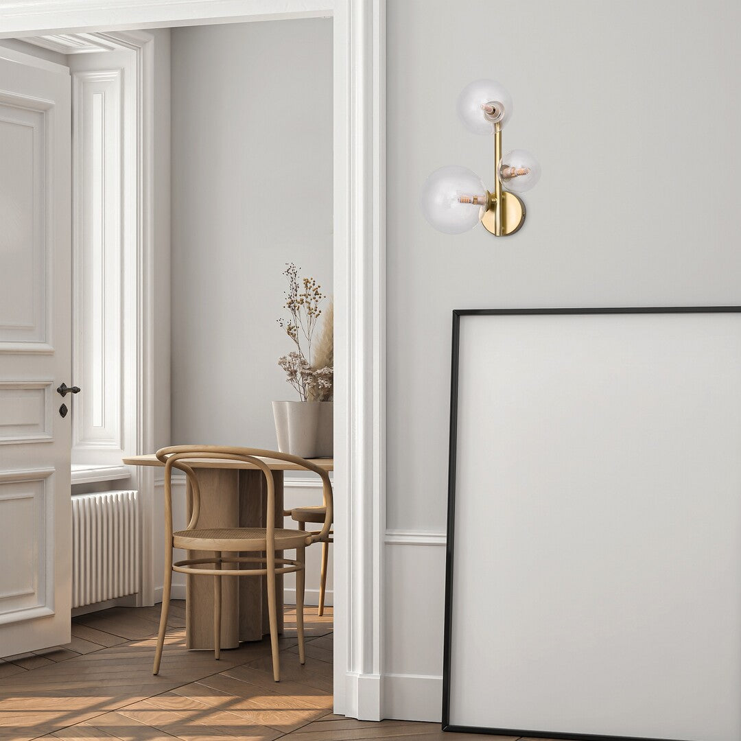 Aslov – RABALUX wall lamp, gold with 3 glass lampshades, G9