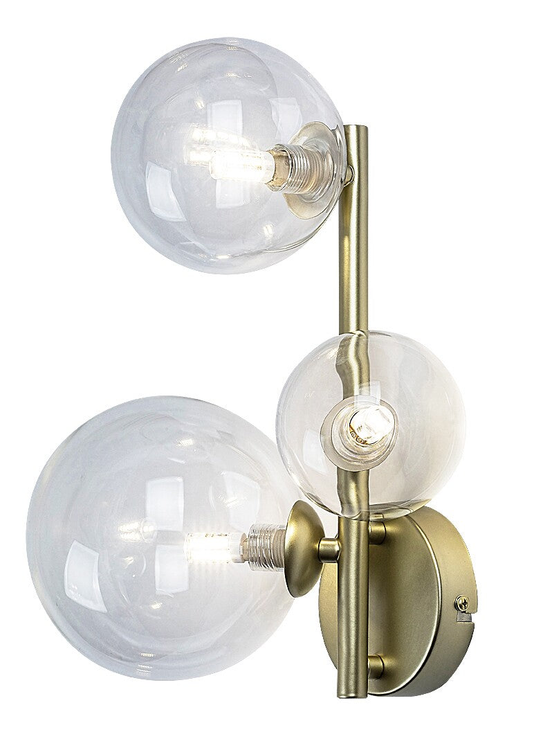Aslov – RABALUX wall lamp, gold with 3 glass lampshades, G9