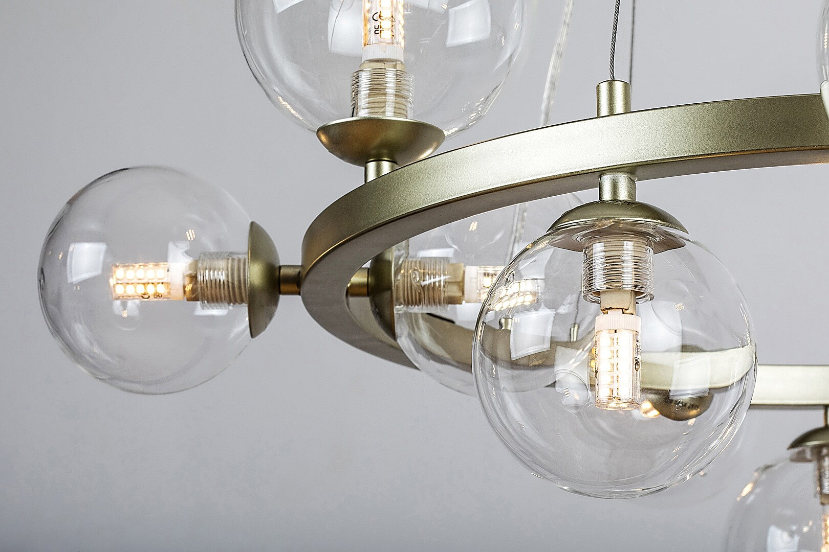 Aslov – RABALUX hanging chandelier, gold with 11 glass lampshades, G9