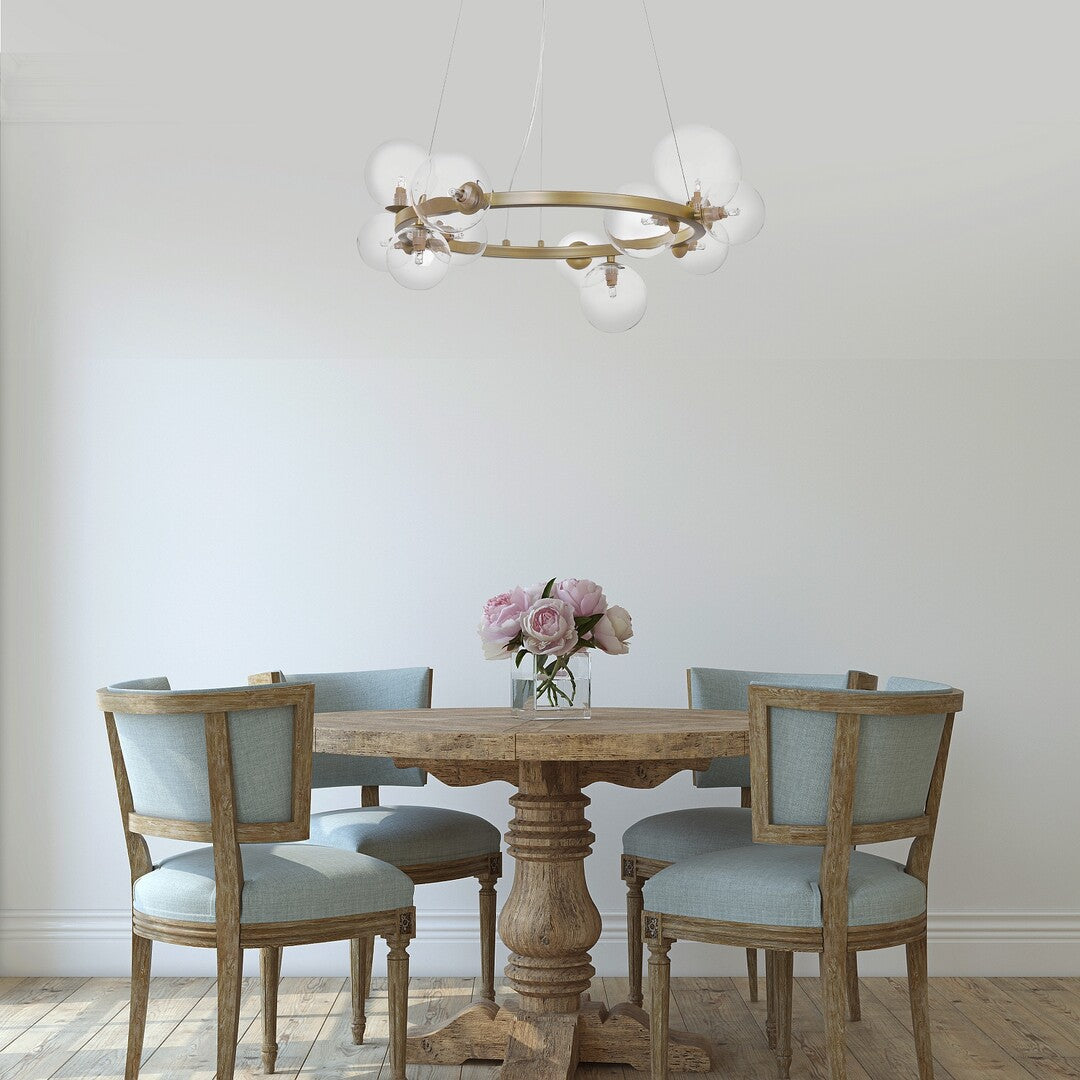 Aslov – RABALUX hanging chandelier, gold with 11 glass lampshades, G9