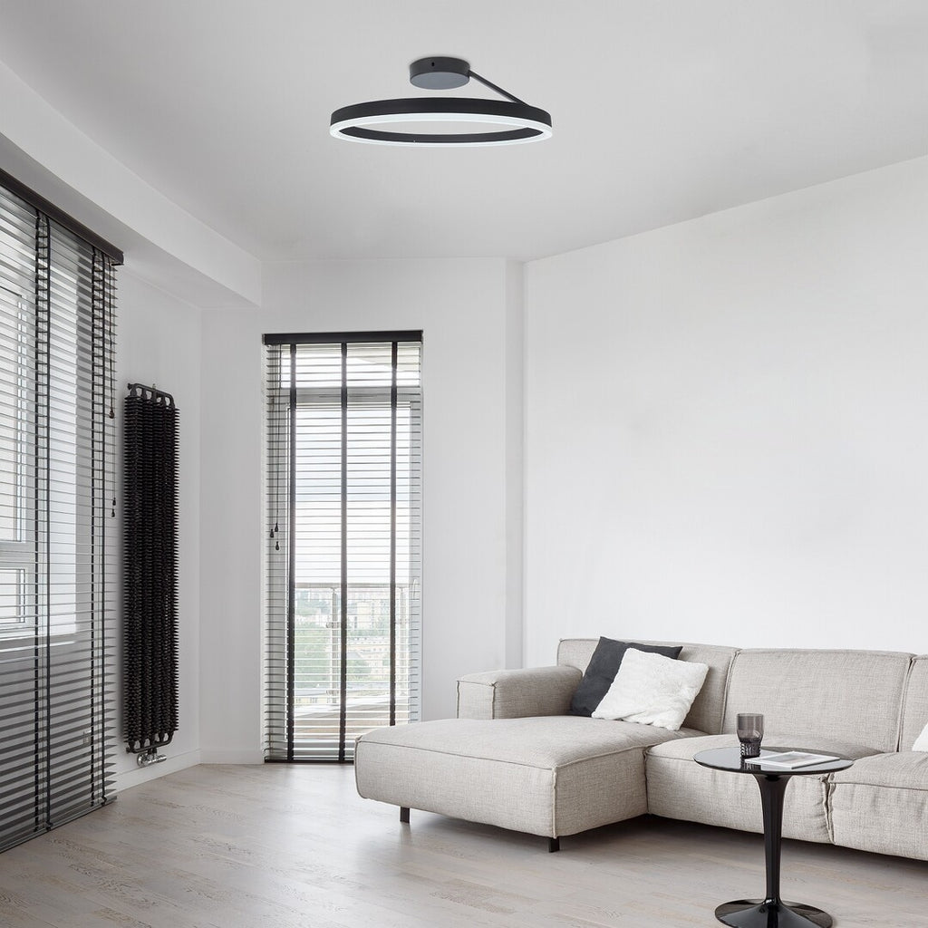 Isaure – LED ceiling lamp RABALUX, Ø40 cm, 24W, black, adjustable light