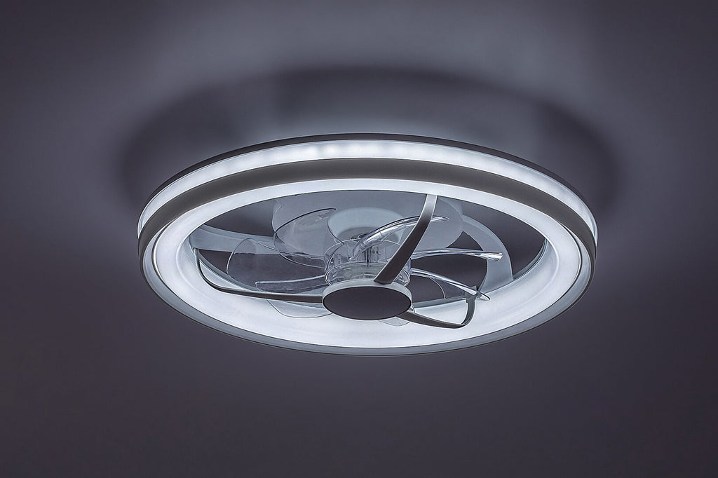 Smart ceiling lamp with fan Fanricius RABALUX – LED 40W, Wi-Fi, silver