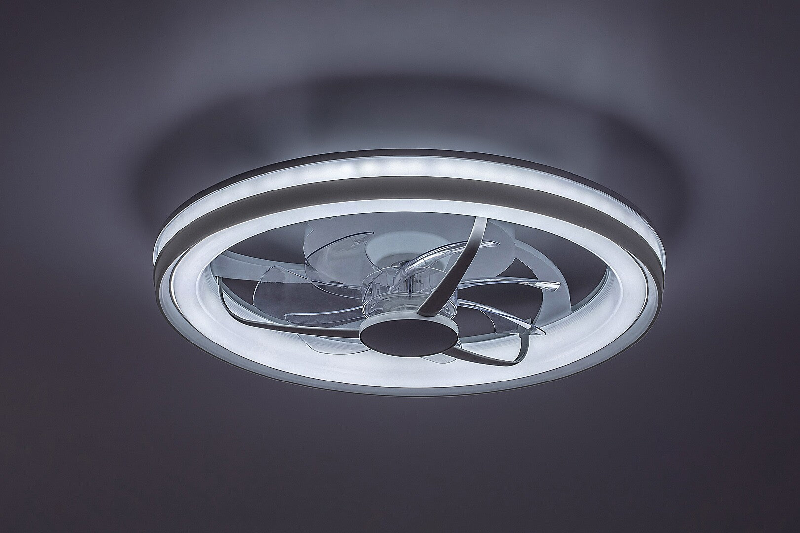 Smart ceiling lamp with fan Fanricius RABALUX – LED 40W, Wi-Fi, silver
