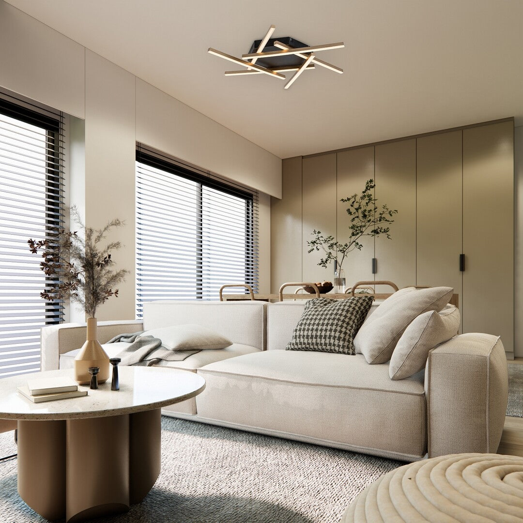 Severine – modern LED ceiling light 40W, black and gold | RABALUX