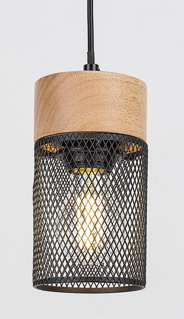 Callum RABALUX hanging lamp – black metal and wood in industrial style