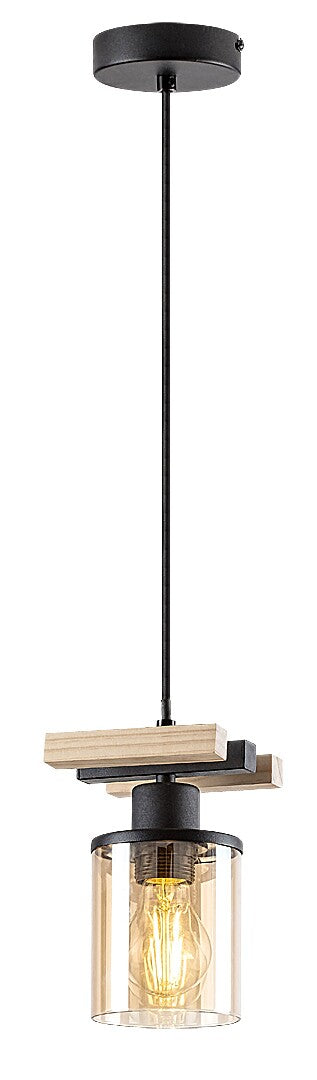 Niylah – Elegant RABALUX pendant lamp with amber glass shade