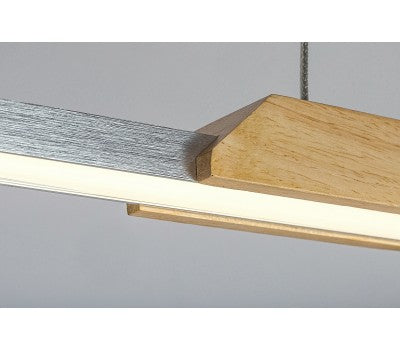 LED пендел TAMUR 72084 – цвят бук и алуминий, модерен дизайн с дървен акцент
