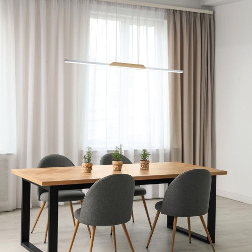 LED пендел TAMUR 72084 – цвят бук и алуминий, модерен дизайн с дървен акцент