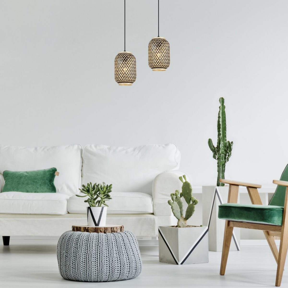 Adalla – висяща лампа, ратан и метал, 1xE27, мат черен, скандинавски стил