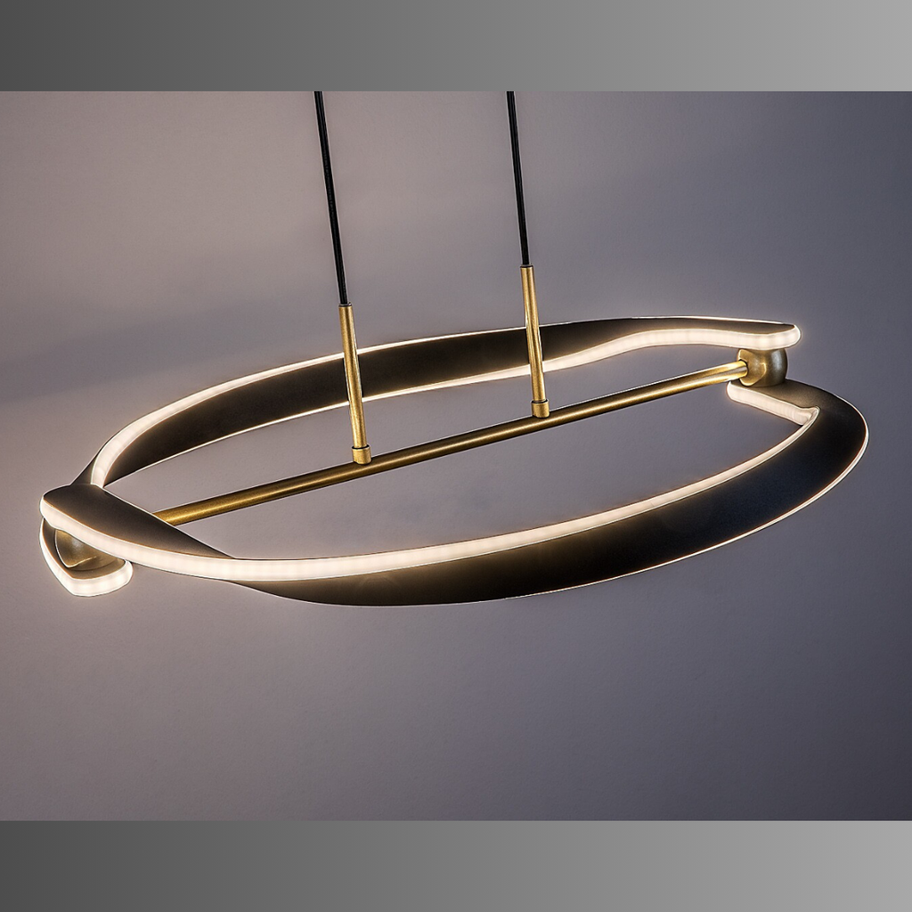 Adalind – LED висяща лампа, черен и златен, Ø60 см, модерна серия