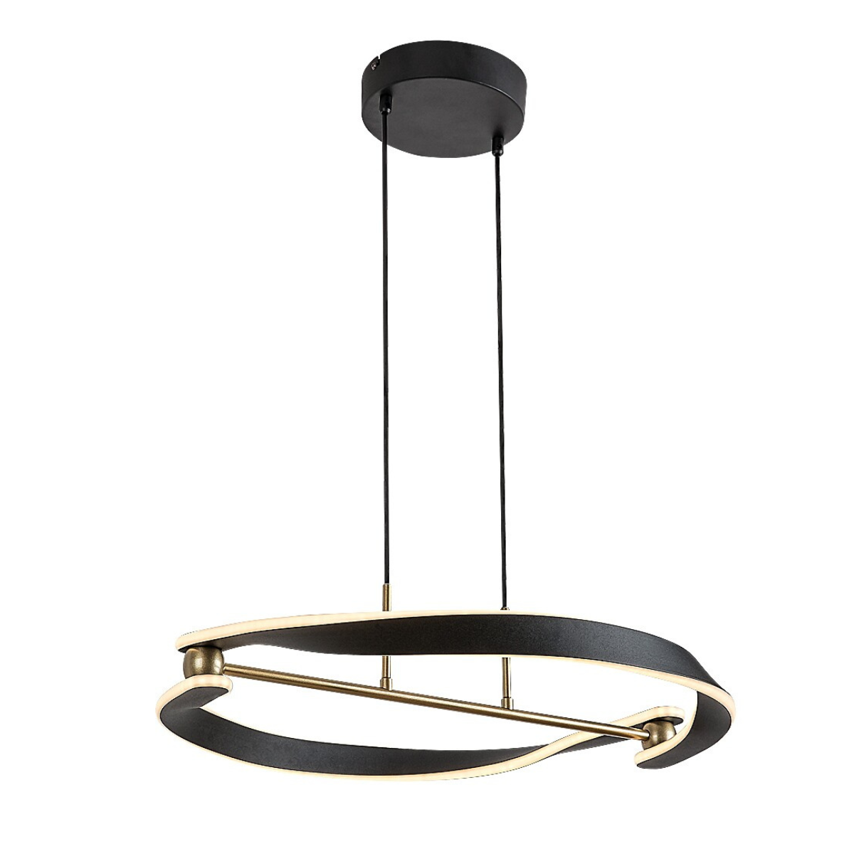 Adalind – LED висяща лампа, черен и златен, Ø60 см, модерна серия