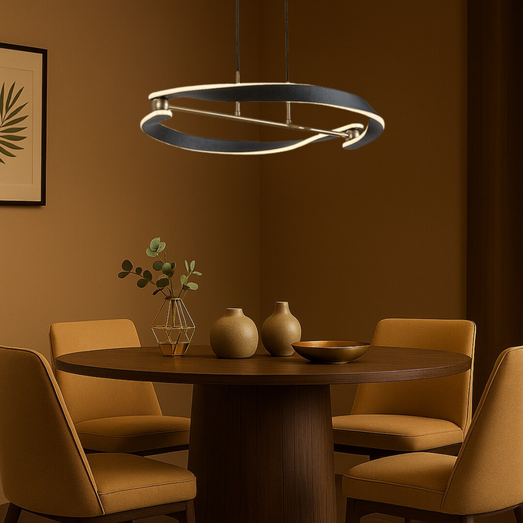 Adalind – LED висяща лампа, черен и златен, Ø60 см, модерна серия