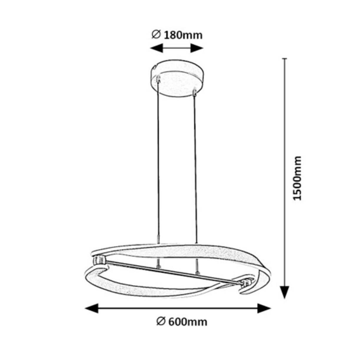 Adalind – LED висяща лампа, черен и златен, Ø60 см, модерна серия