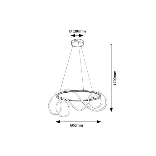 LED пендел MONTEMA 72191 – черен ринг с бял силиконов разсейвател, 54W | Rabalux