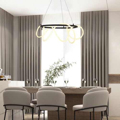 LED пендел MONTEMA 72191 – черен ринг с бял силиконов разсейвател, 54W | Rabalux