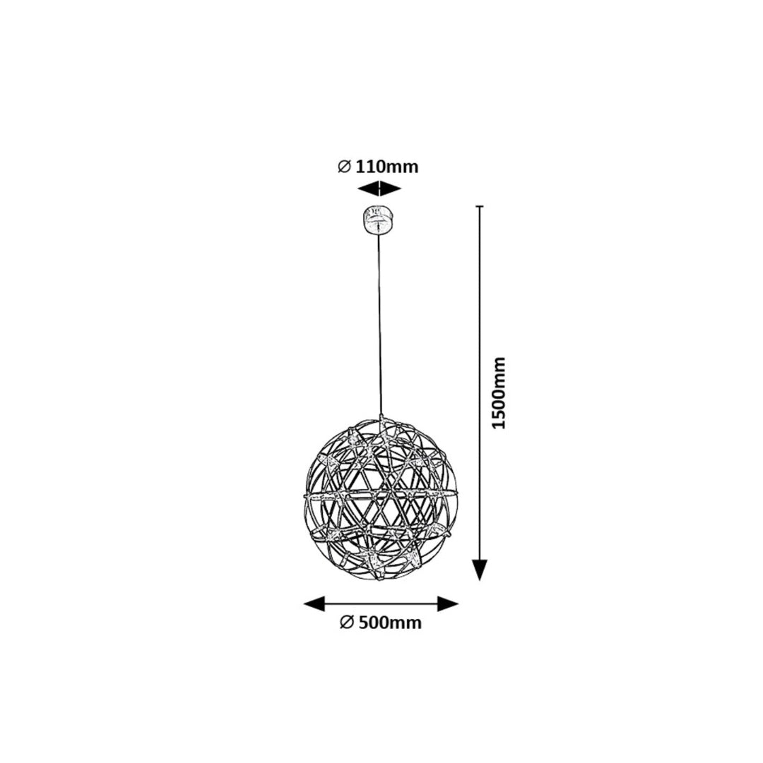 Eudora – RABALUX LED pendant light with chrome sphere, 16W, 3000K, Ø50 cm