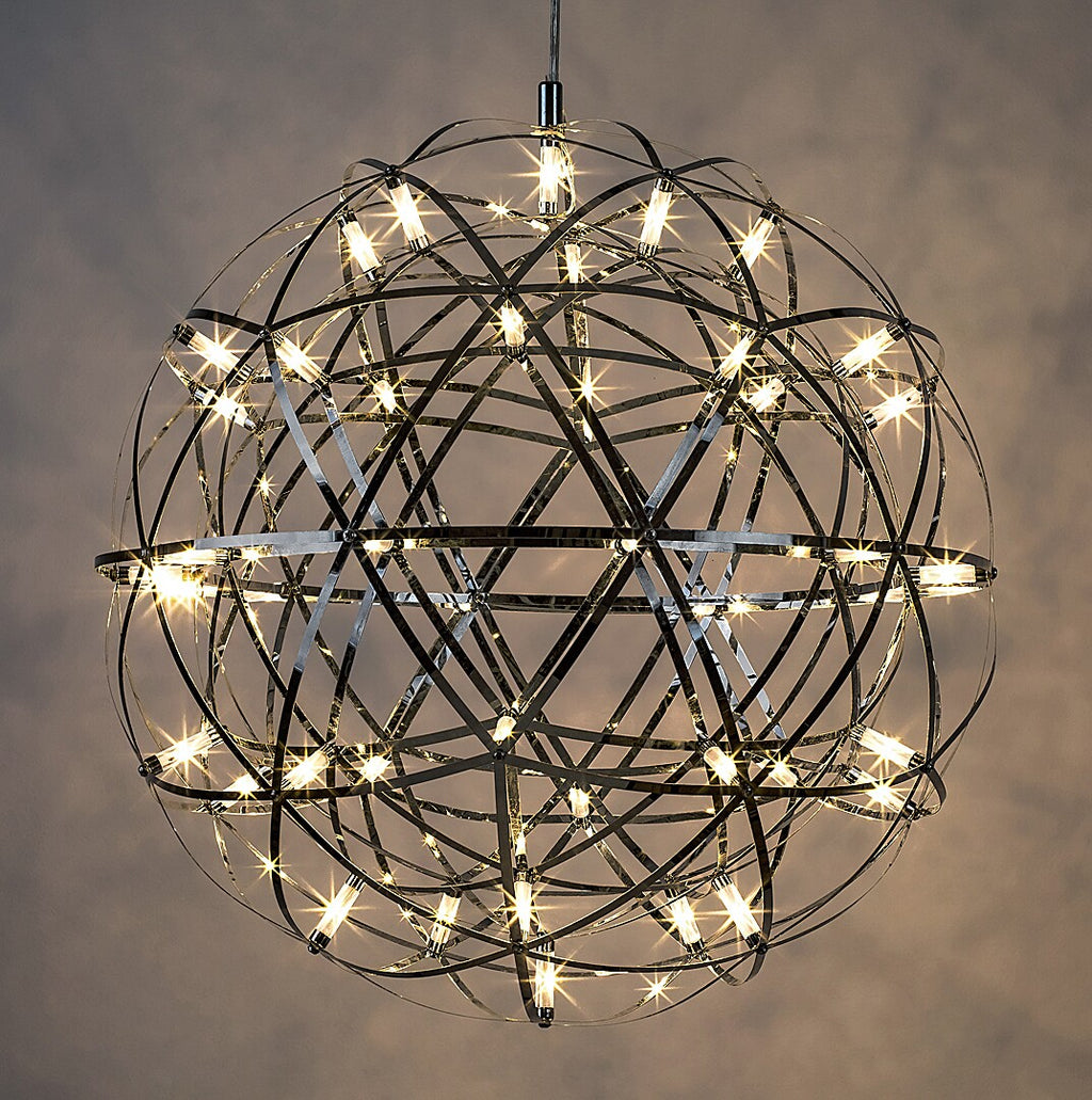 Eudora – RABALUX LED pendant light with chrome sphere, 16W, 3000K, Ø50 cm