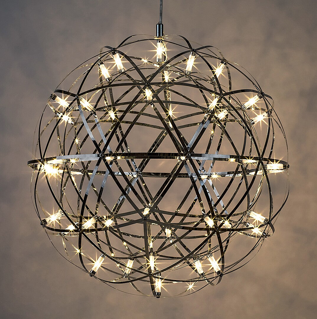 Eudora – RABALUX LED pendant light with chrome sphere, 16W, 3000K, Ø50 cm