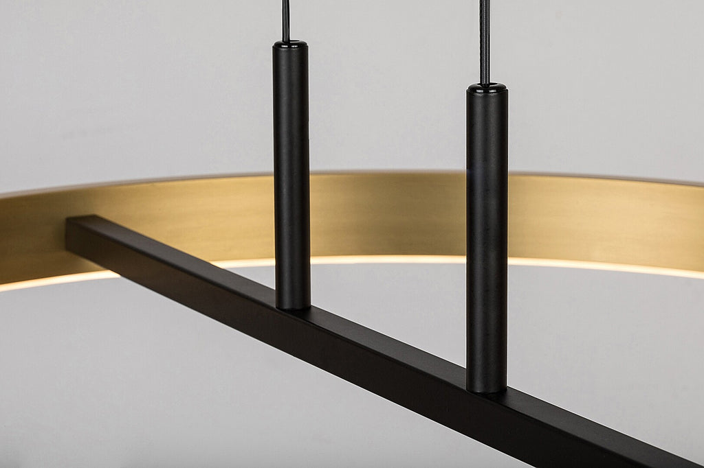 THRIC | Hanging LED pendant lamp Ø60 cm – black and gold, 42W