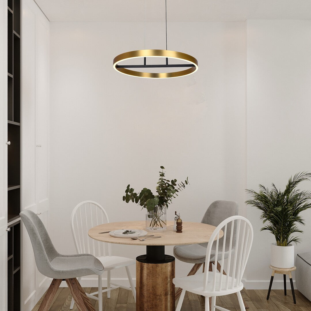 THRIC | Hanging LED pendant lamp Ø60 cm – black and gold, 42W