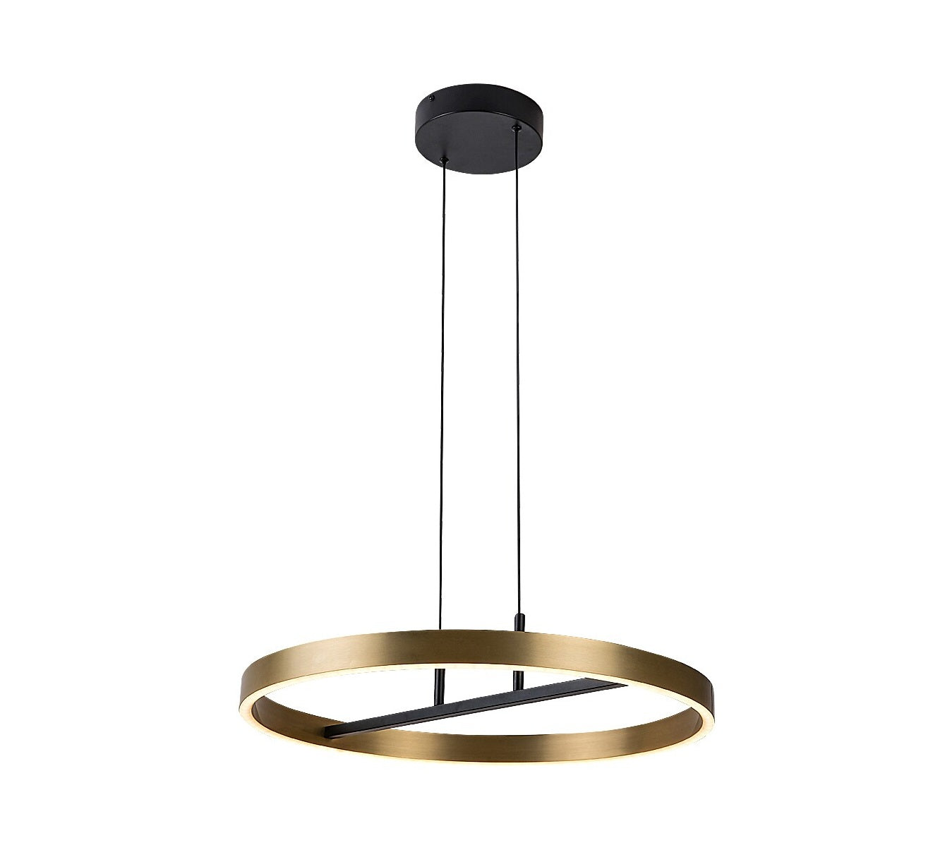 THRIC | Hanging LED pendant lamp Ø60 cm – black and gold, 42W