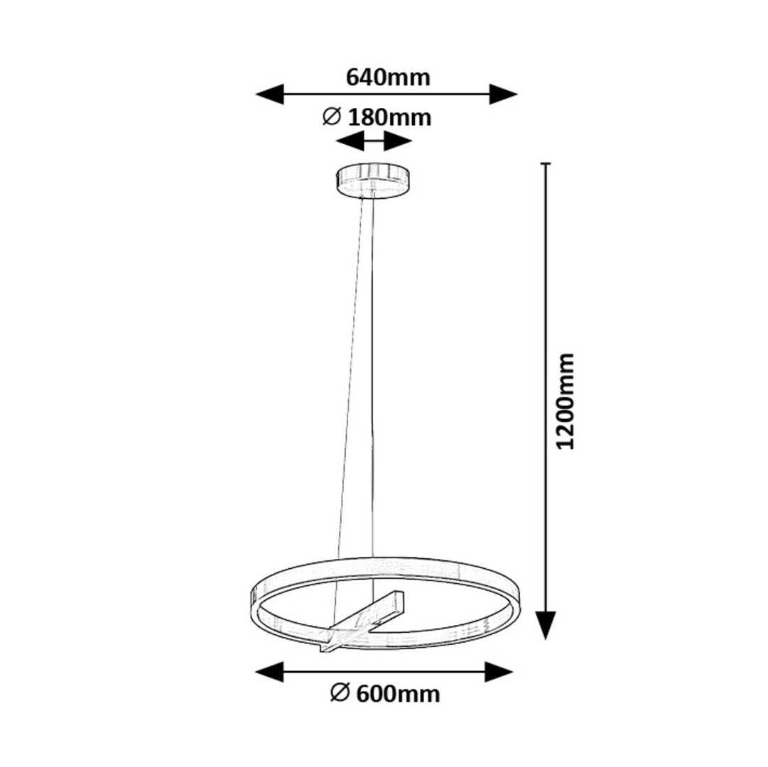 THRAC | LED pendant lamp Ø60 cm – silver, 34W, switchable