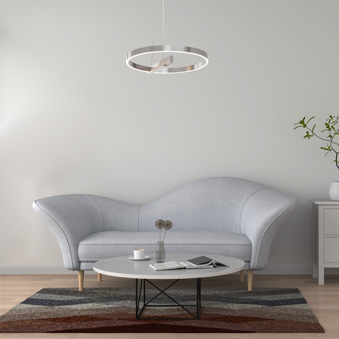 THRAC | LED pendant lamp Ø60 cm – silver, 34W, switchable
