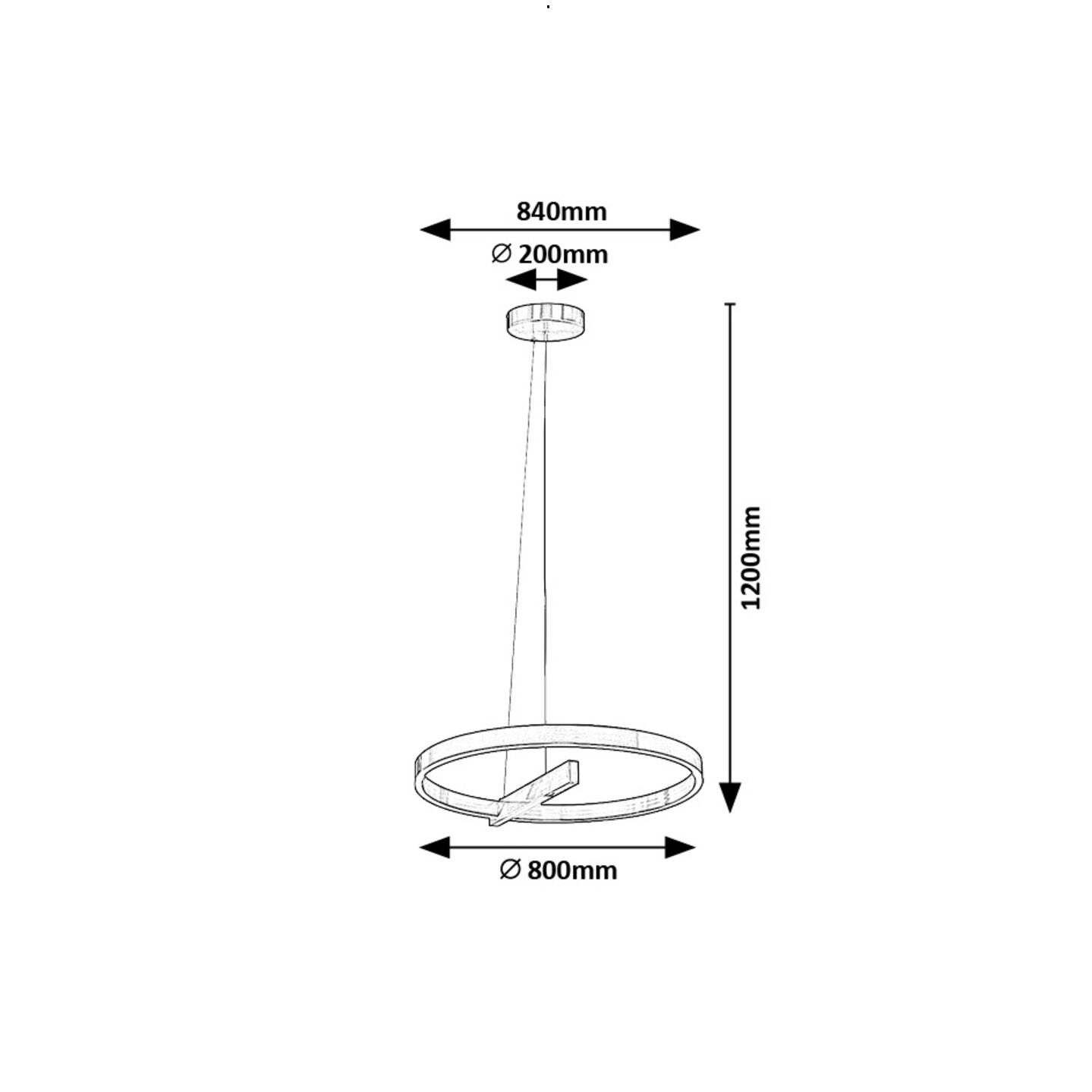 THRAC | LED pendant lamp Ø80 cm – silver, 40W, switchable