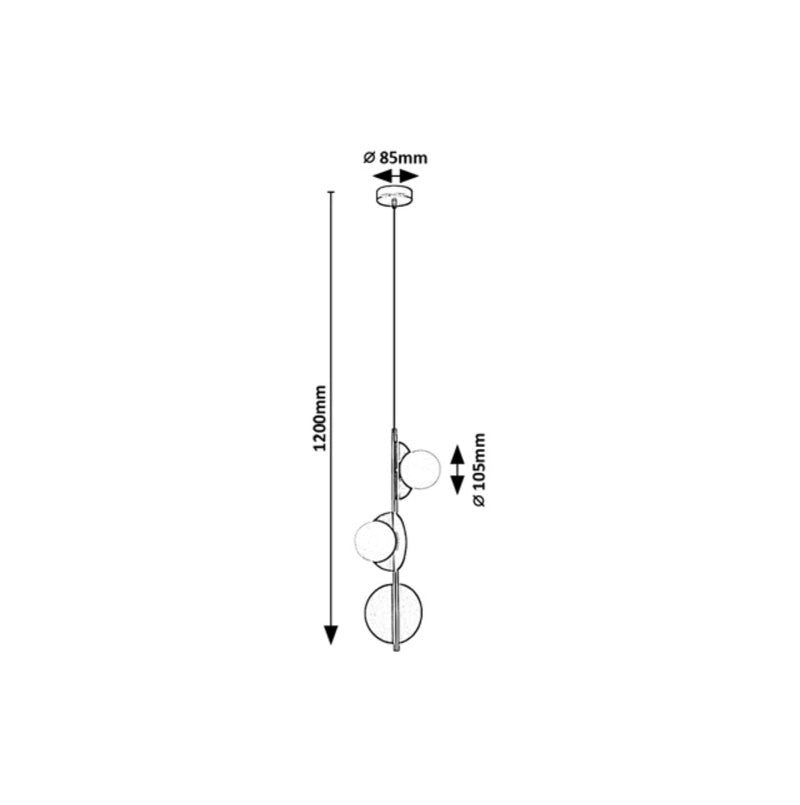 Jules – Hanging lamp with 3 glass shades and black metal | RABALUX