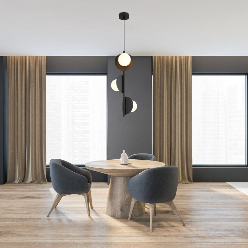 Jules – Hanging lamp with 3 glass shades and black metal | RABALUX