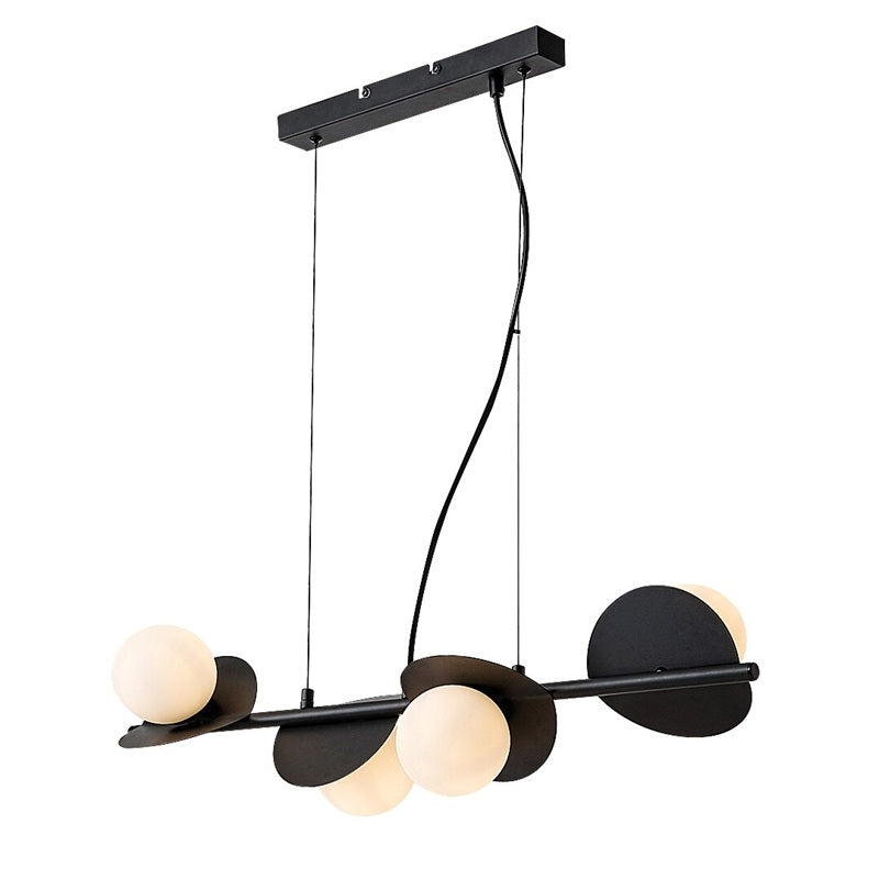 Jules – Hanging lamp with 4 white glass shades and black metal | RABALUX