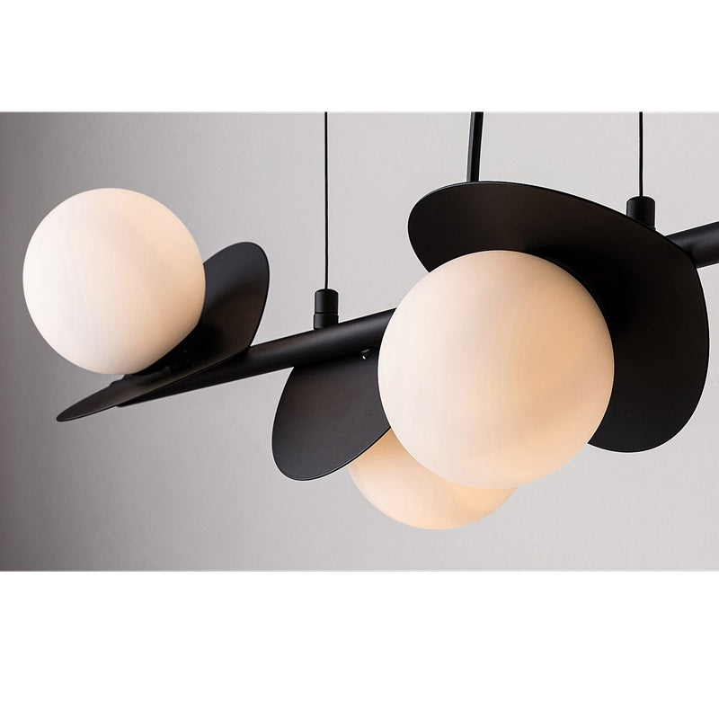 Jules – Hanging lamp with 4 white glass shades and black metal | RABALUX