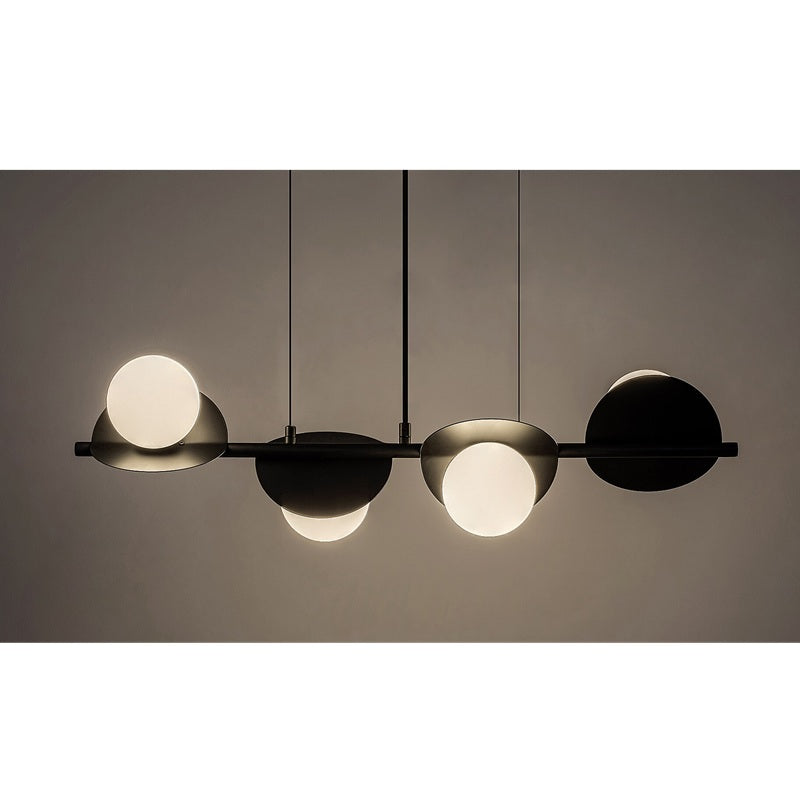 Jules – Hanging lamp with 4 white glass shades and black metal | RABALUX