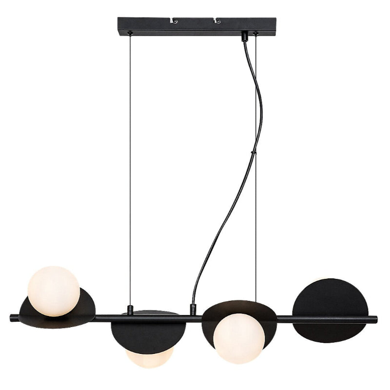 Jules – Hanging lamp with 4 white glass shades and black metal | RABALUX