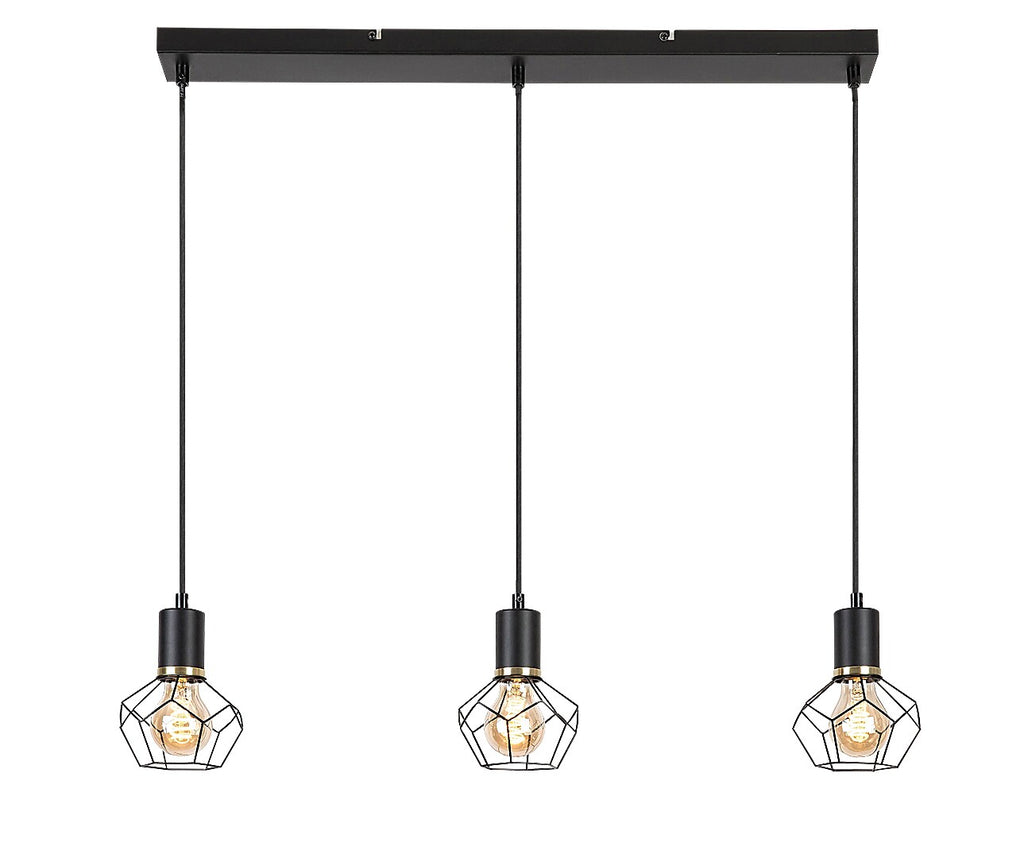 Fran - hanging lamp RABALUX, 3xE27, matte black, vintage style