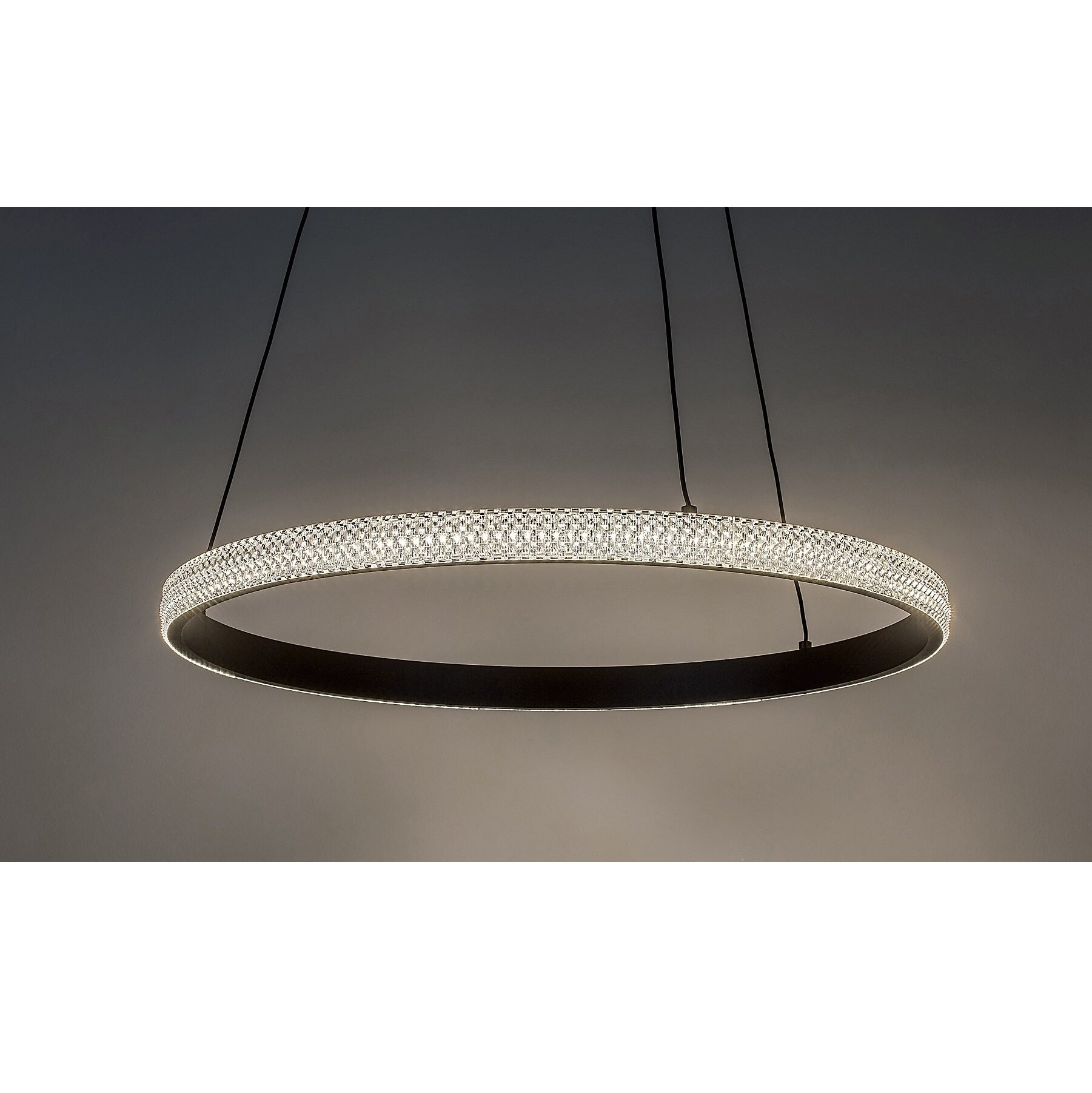 Grete – hanging chandelier, Ø50 cm, black, acrylic, modern style