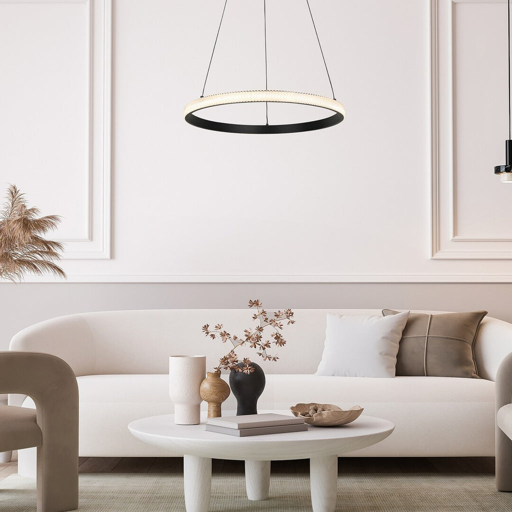 Grete – hanging chandelier, Ø50 cm, black, acrylic, modern style