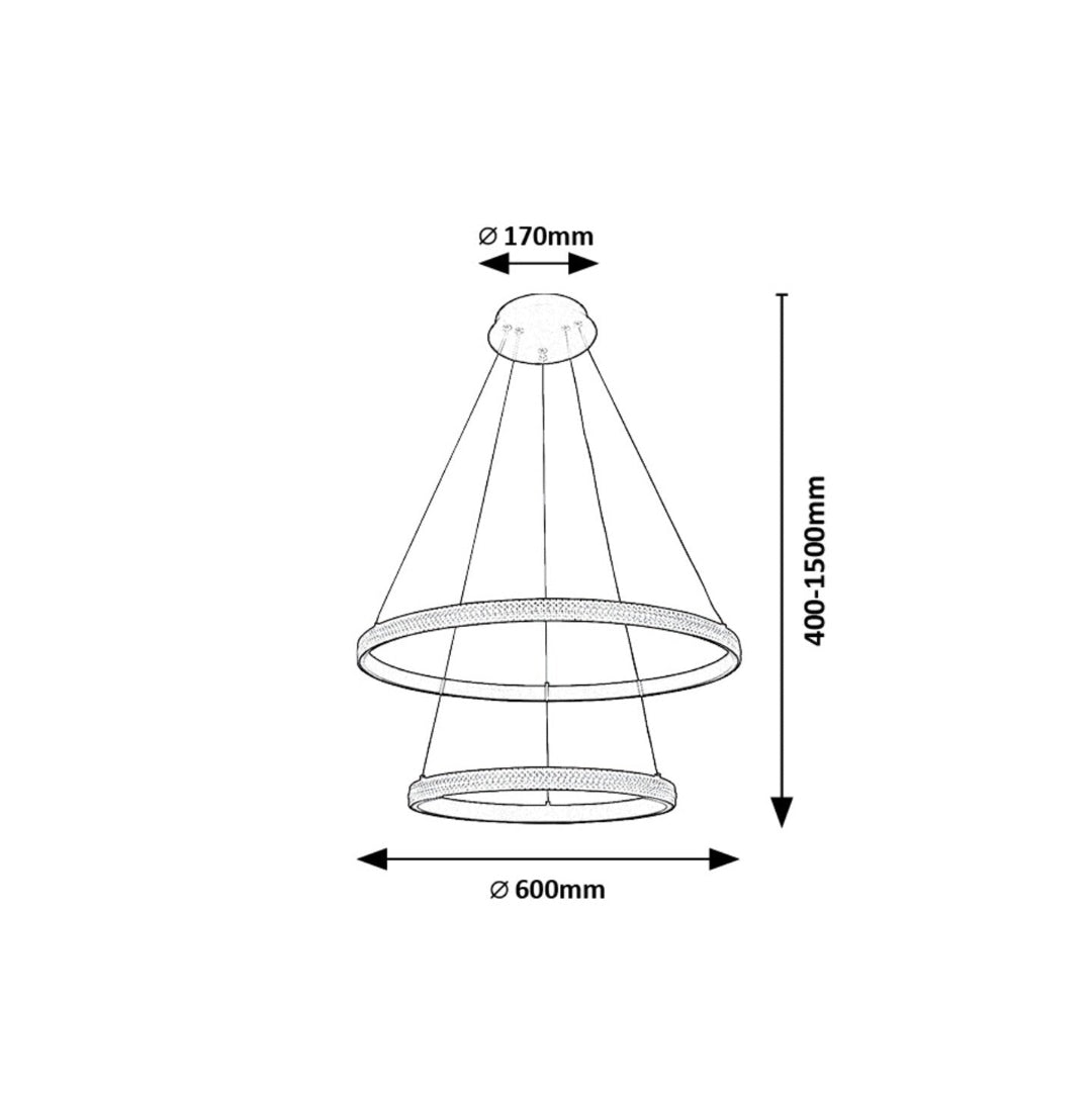 Grete – hanging chandelier, Ø60 cm, black, acrylic, modern style
