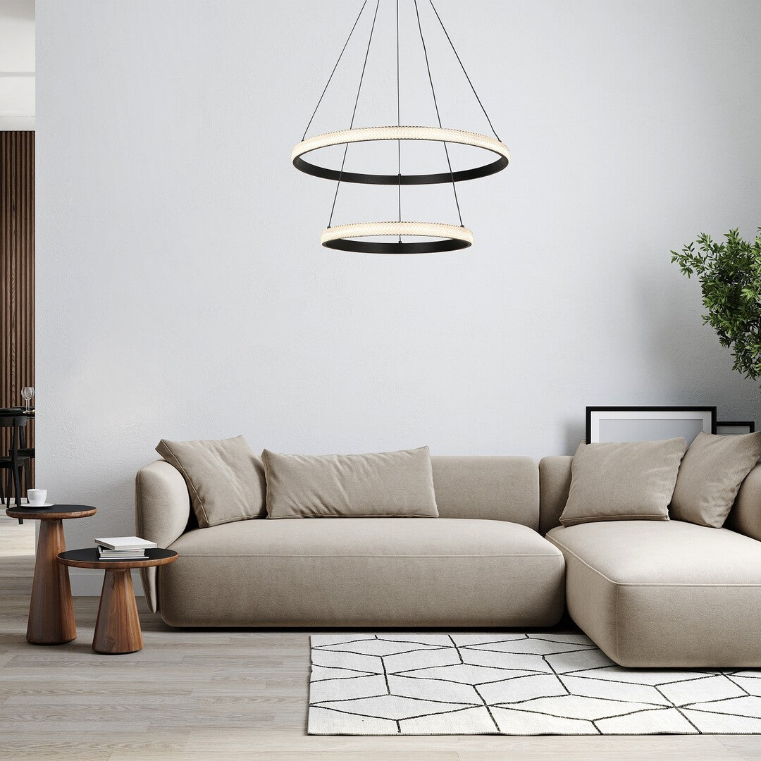 Grete – hanging chandelier, Ø60 cm, black, acrylic, modern style