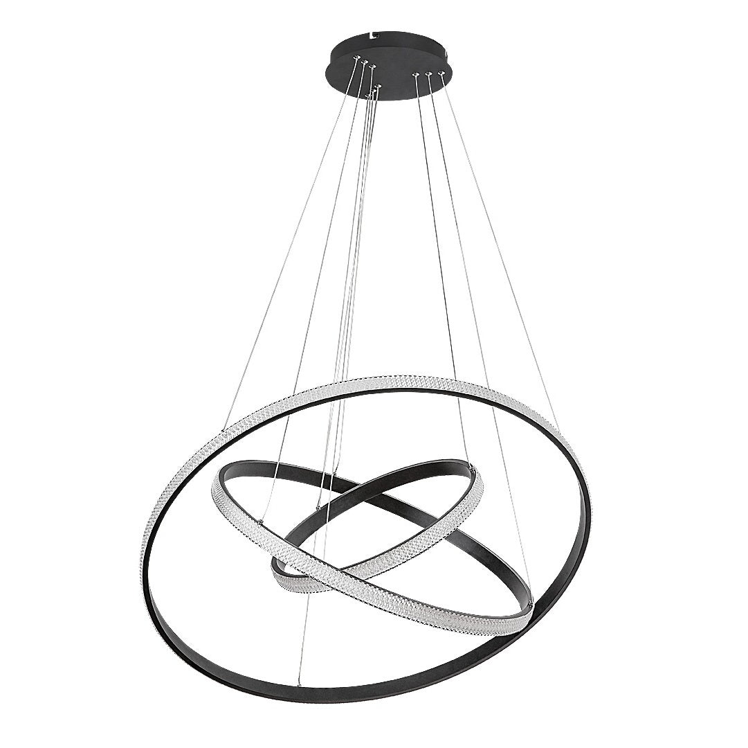 Grete – modern LED pendant lamp, black with white acrylic, 100W