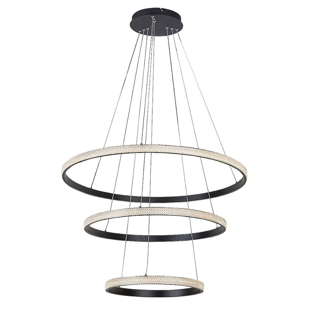 Grete – modern LED pendant lamp, black with white acrylic, 100W