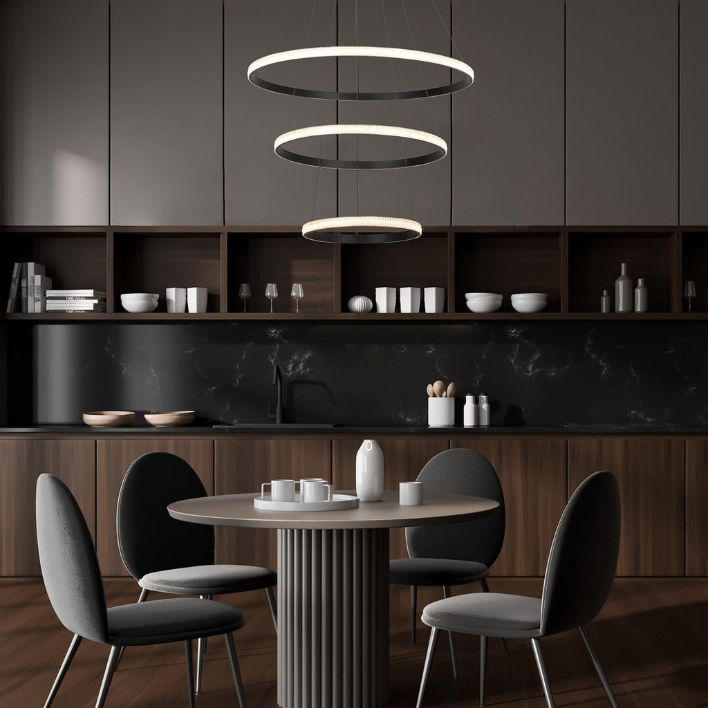 Grete – modern LED pendant lamp, black with white acrylic, 100W