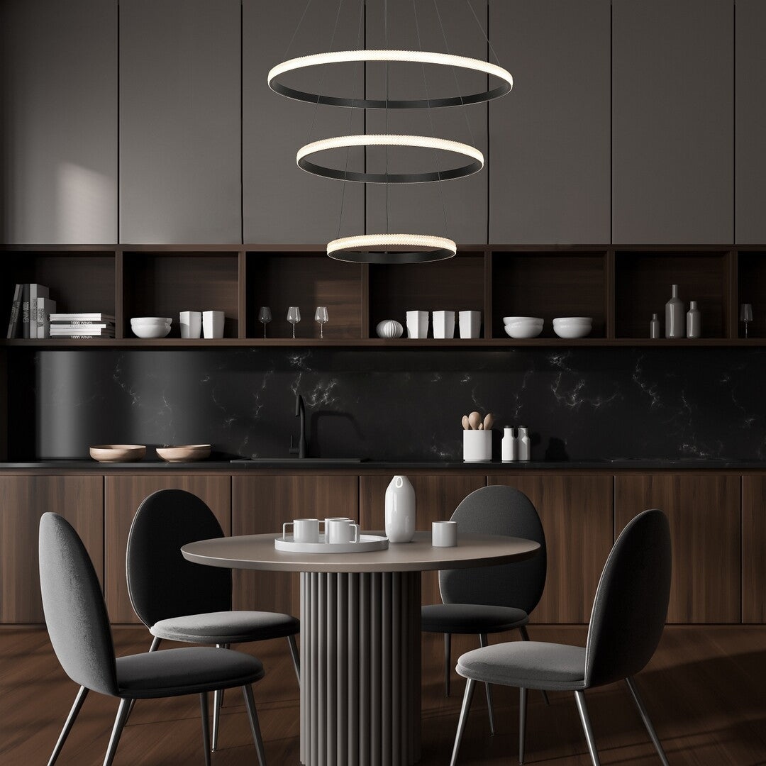 Grete – modern LED pendant lamp, black with white acrylic, 100W