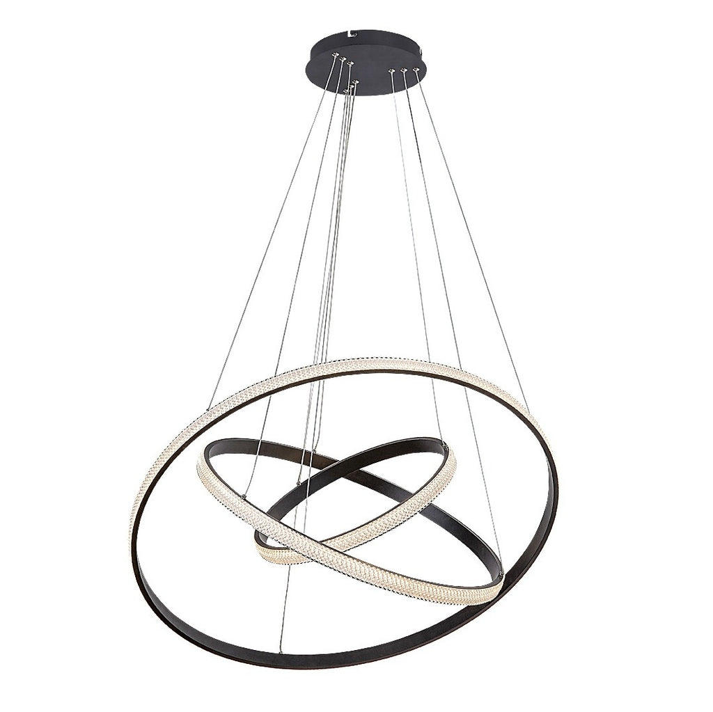 Grete – modern LED pendant lamp, black with white acrylic, 100W