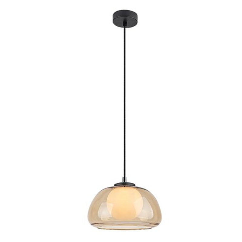 Elowen – Hanging lamp with double glass shade, black metal | RABALUX