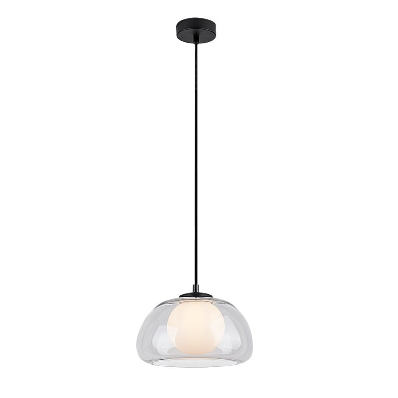 Elowen – Hanging lamp with double glass shade, black metal | RABALUX