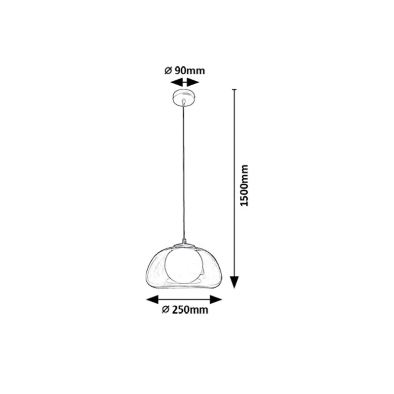 Elowen – Hanging lamp with double glass shade, black metal | RABALUX