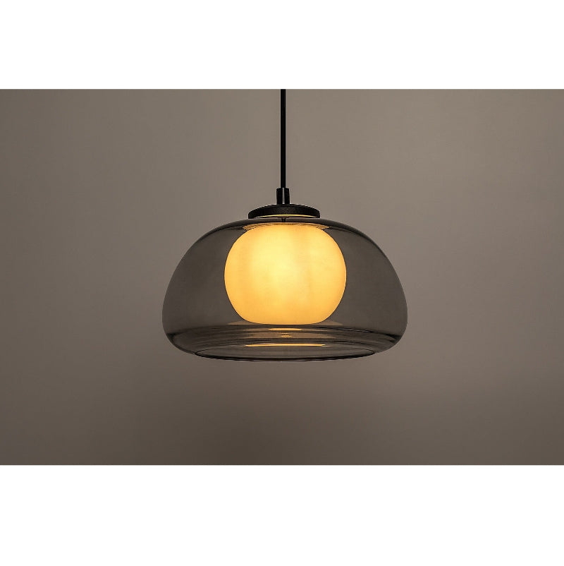 Elowen – Hanging lamp with double glass shade, black metal | RABALUX