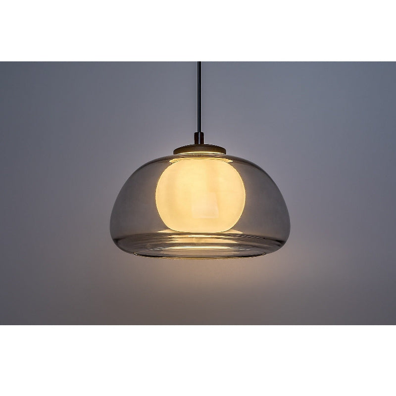 Elowen – Hanging lamp with double glass shade, black metal | RABALUX