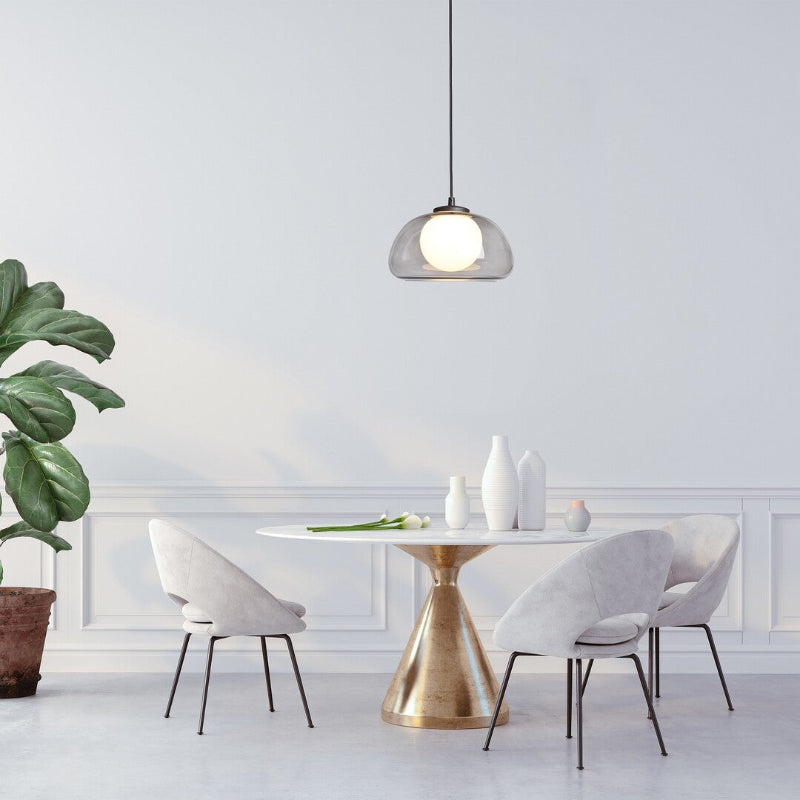 Elowen – Hanging lamp with double glass shade, black metal | RABALUX